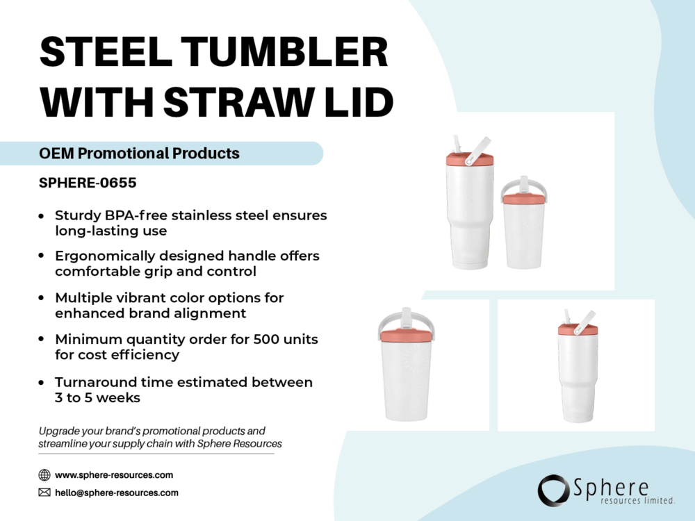 STEEL TUMBLER WITH STRAW LID Social Graphic