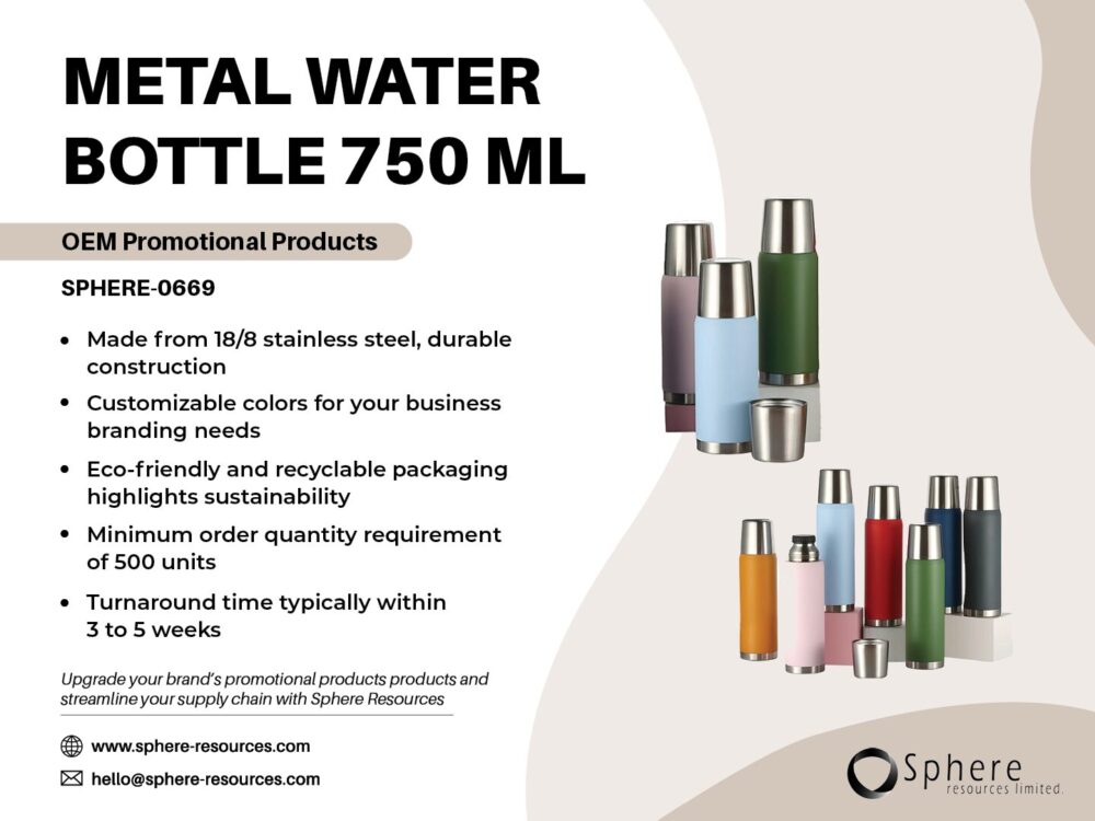 METAL WATER BOTTLE 750 ML Social Graphic