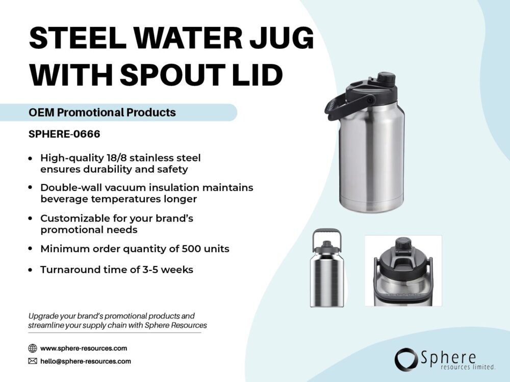 STEEL WATER JUG WITH SPOUT LID