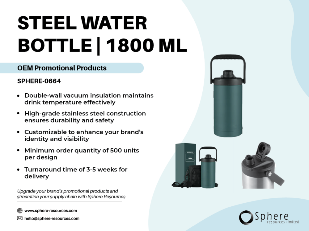 STEEL WATER BOTTLE | 1800 ML Social Graphic