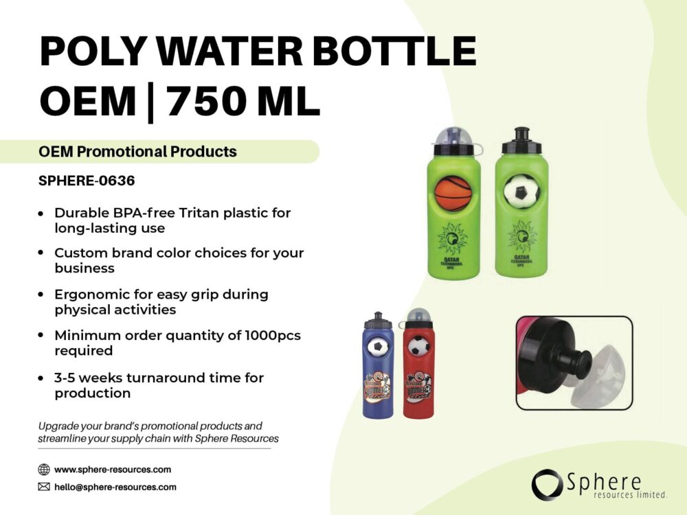 POLY WATER BOTTLE OEM 750 ML SOCIAL GRAPHICS