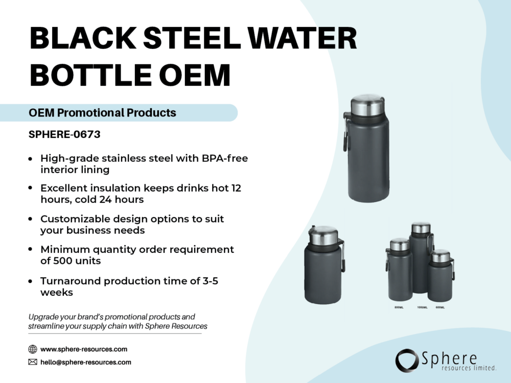 BLACK STEEL WATER BOTTLE OEM Social Graphic