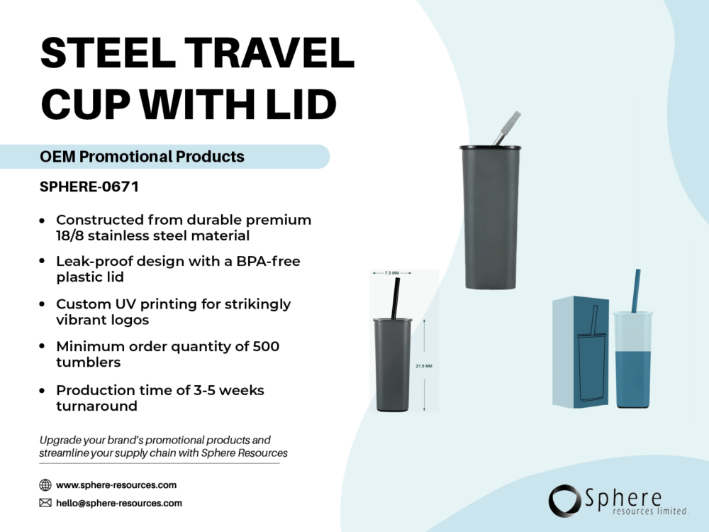 STEEL TRAVEL CUP WITH LID Social Graphic