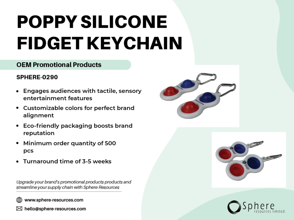 POPPY SILICONE FIDGET KEYCHAIN SOCIAL GRAPHIC
