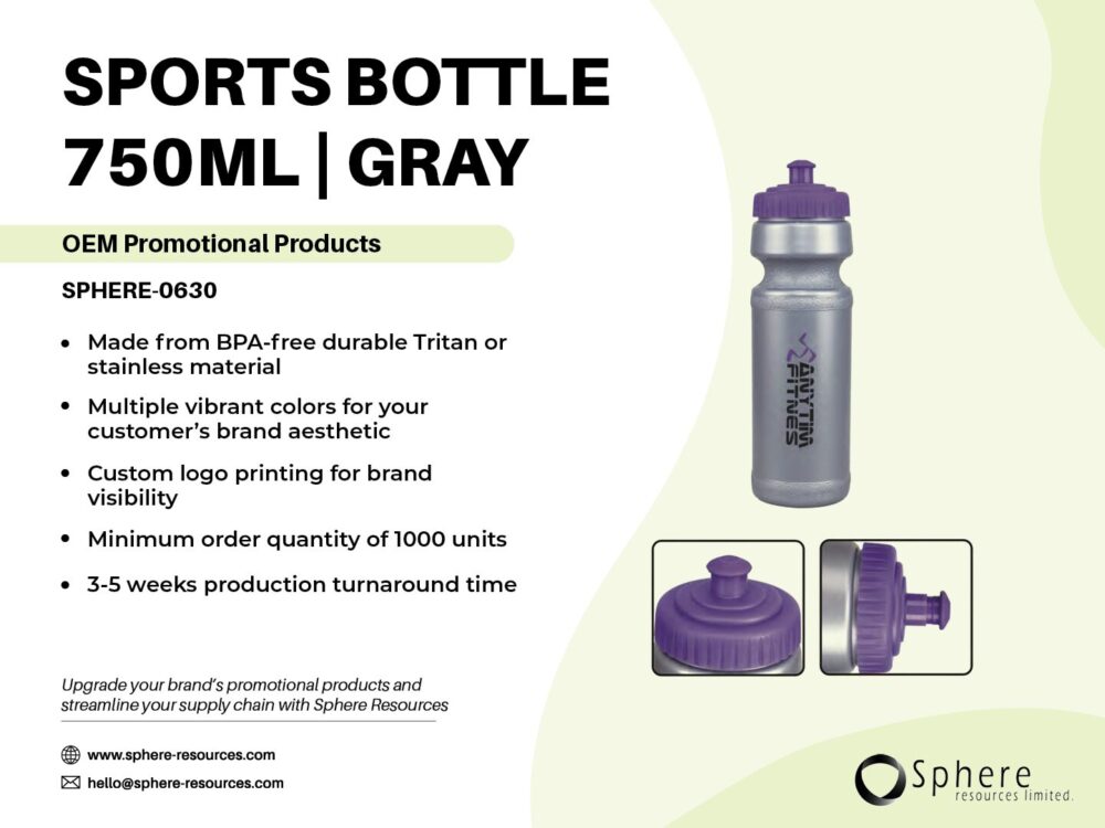SPORTS BOTTLE 750ML I GRAY SOCIAL GRAPHICS