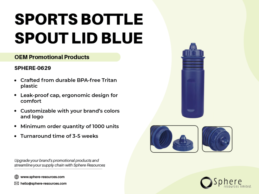 SPORTS BOTTLE SPOUT LID BLUE SOCIAL GRAPHICS