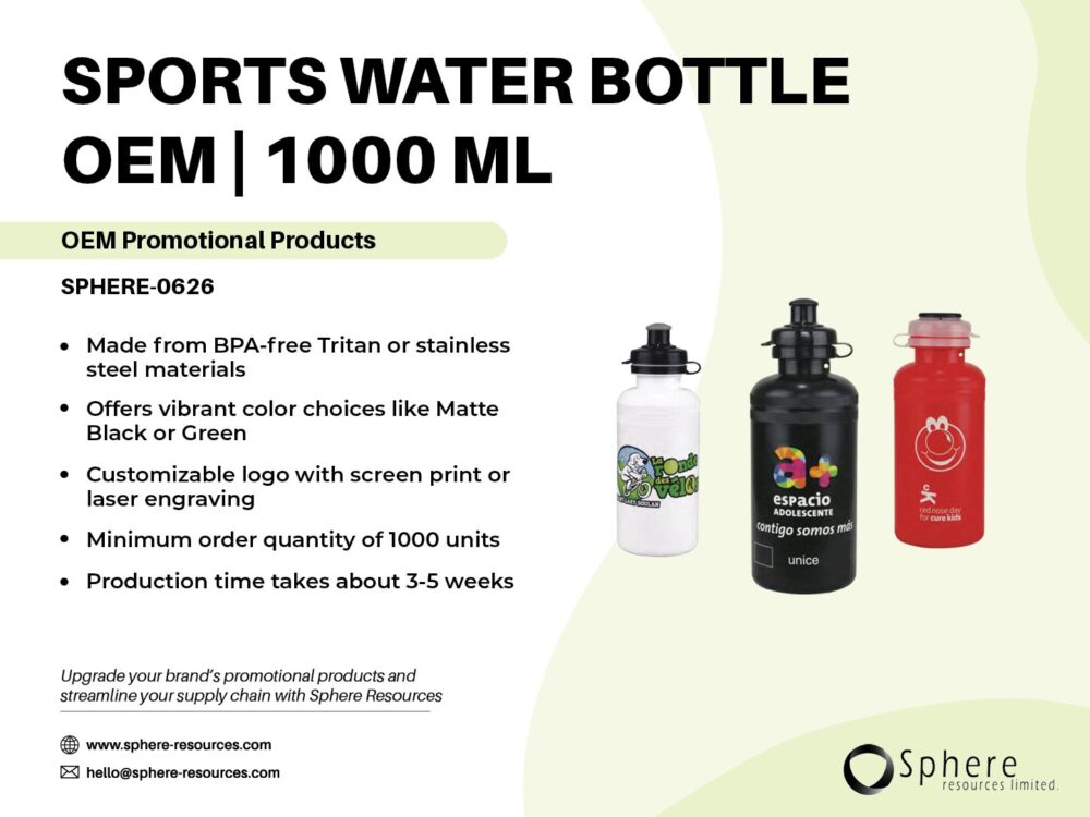 SPORTS WATER BOTTLE 0EM 1000 ML SOCIAL GRAPHICS