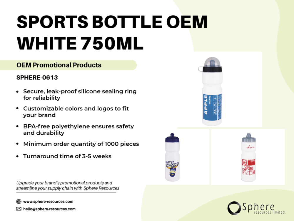 SPORTS BOTTLE OEM WHITE 750ML SOCIAL GRAPHICS