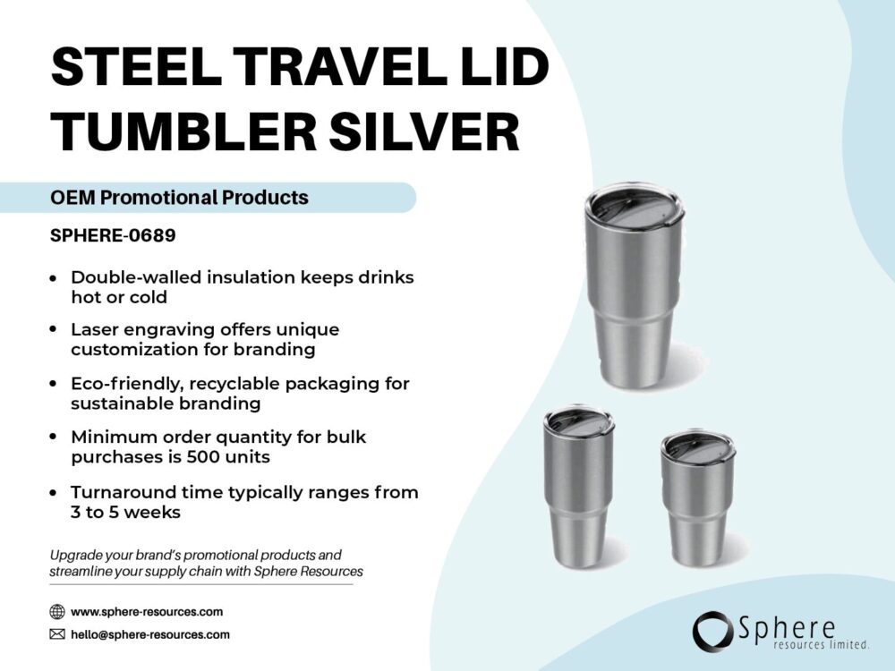 STEEL TRAVEL LID TUMBLER SILVER Social Graphic