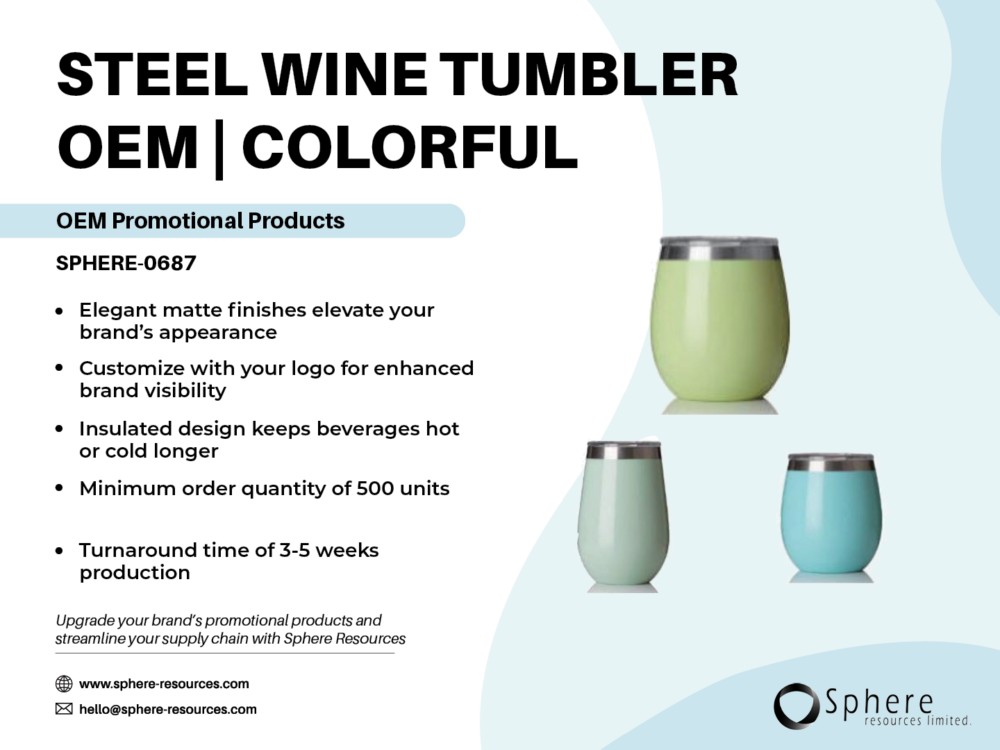 STEEL WINE TUMBLER OEM | COLORFUL Social Graphic
