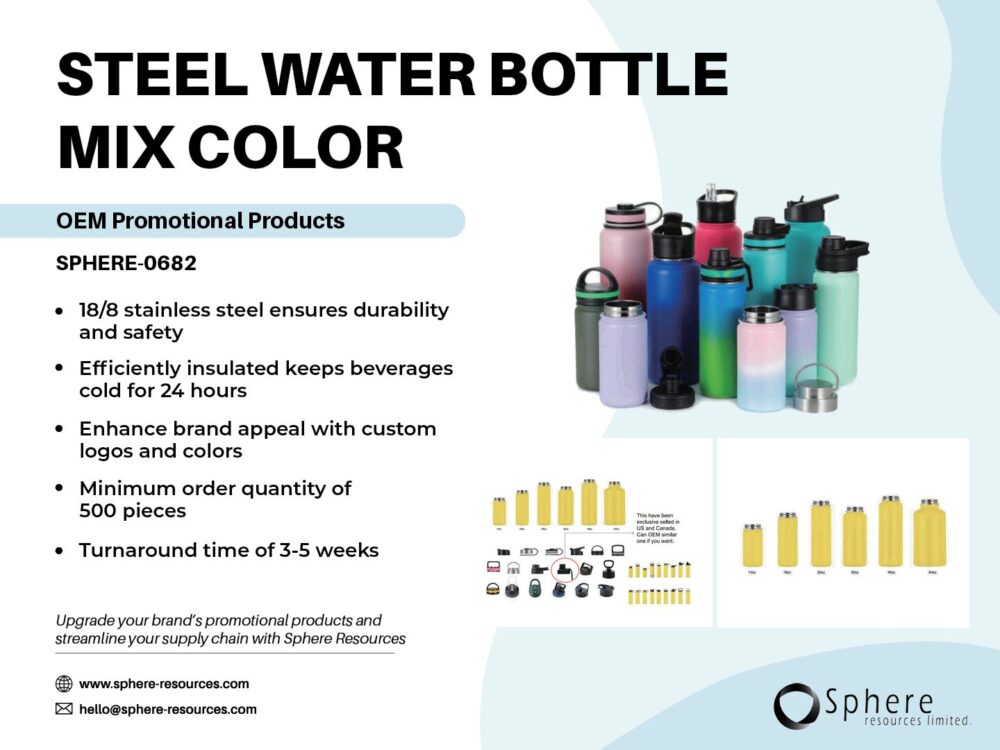 STEEL WATER BOTTLE MIX COLOR