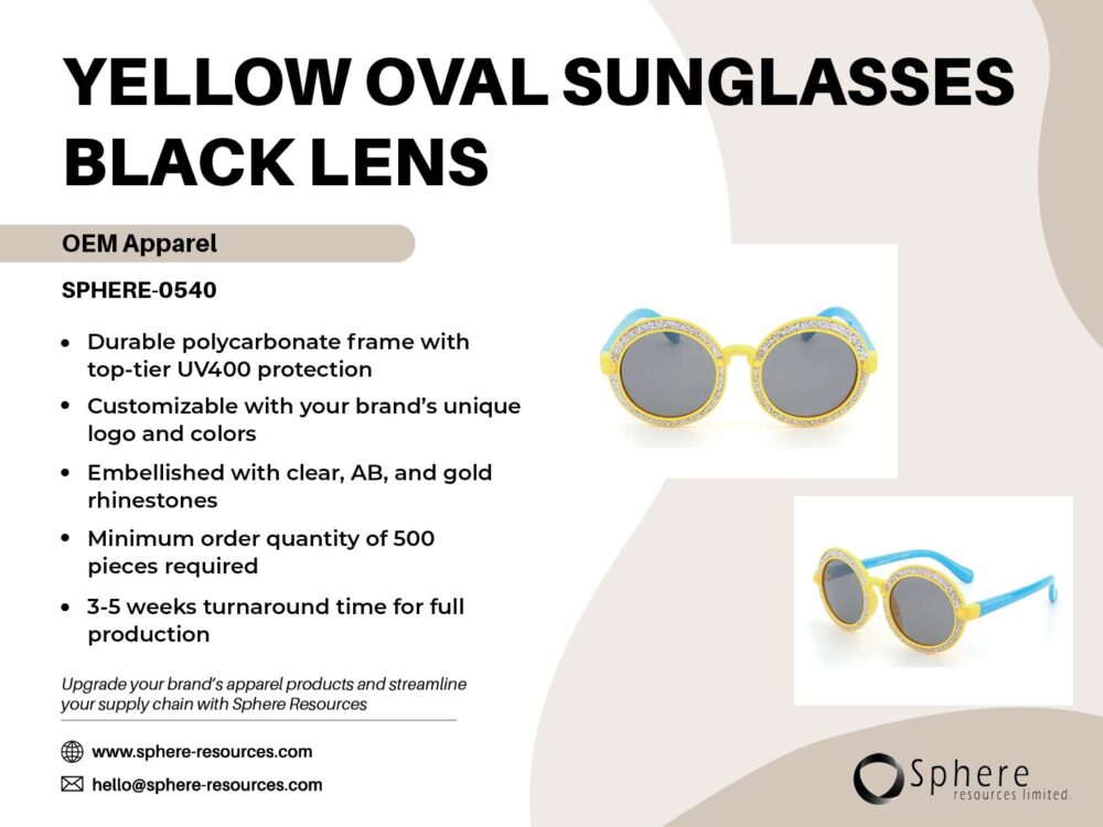 YELLOW OVAL SUNGLASSES BLACK LENS SOCIAL GRAPHIC