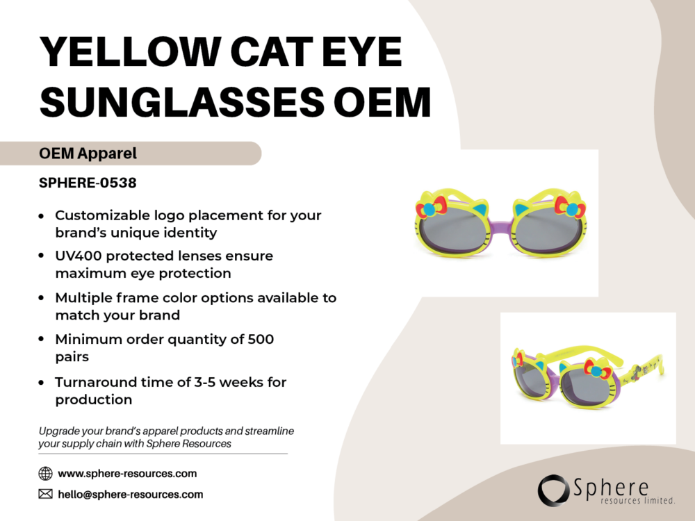 YELLOW CAT EYE SUNGLASSES OEM SOCIAL GRAPHIC