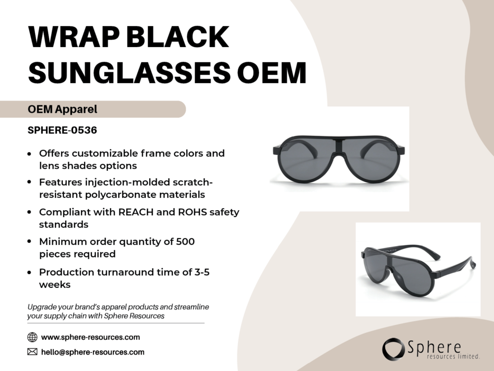 WRAP BLACK SUNGLASSES OEM SOCIAL GRAPHIC