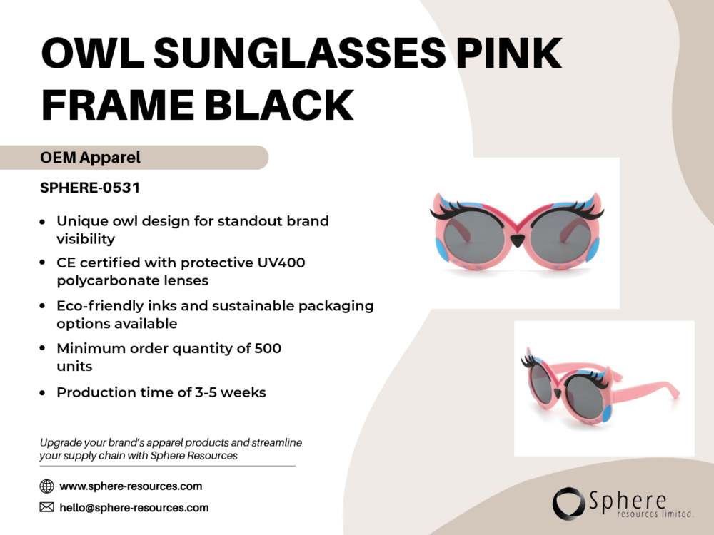 OWL SUNGLASSES PINK FRAME BLACK SOCIAL GRAPHIC