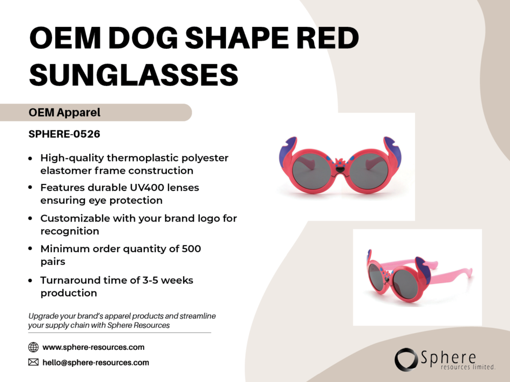 OEM DOG SHAPE RED SUNGLASSES SOCIAL GRAPHIC