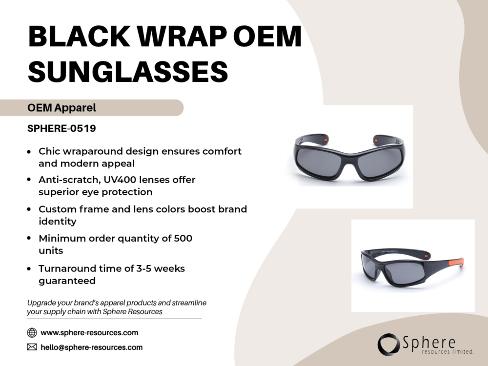 BLACK WRAP OEM SUNGLASSES SOCIAL GRAPHIC