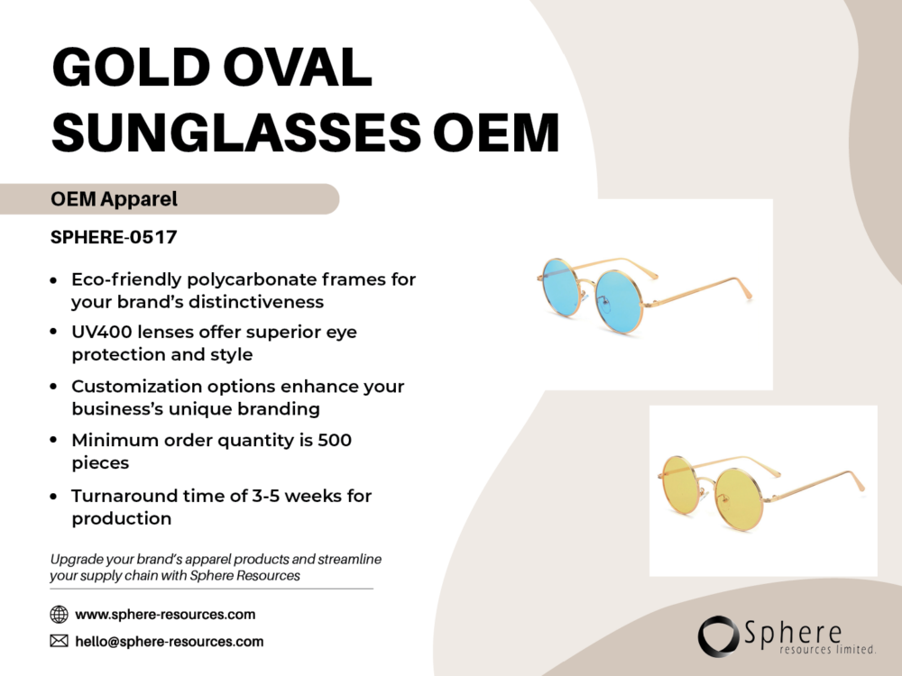 GOLD OVAL SUNGLASSES OEM SOCIAL GRAPHIC