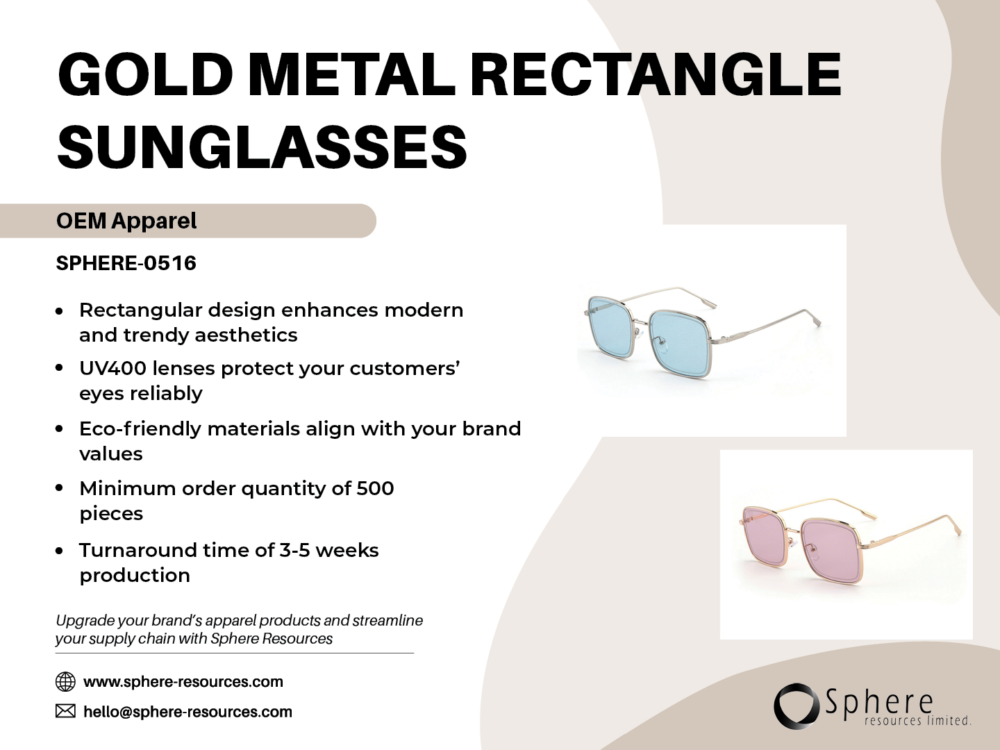 GOLD METAL RECTANGLE SUNGLASSES SOCIAL GRAPHIC