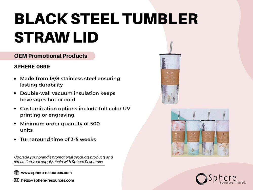 BLACK STEEL TUMBLER STRAW LID Social Graphic