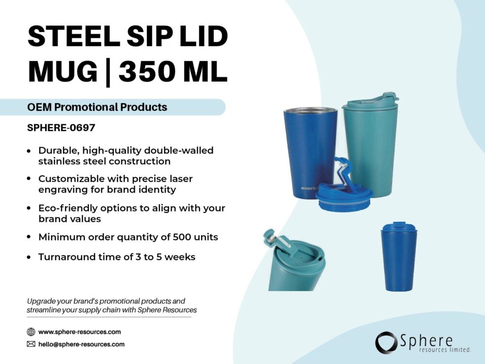 STEEL SIP LID MUG | 350 ML Social Graphic