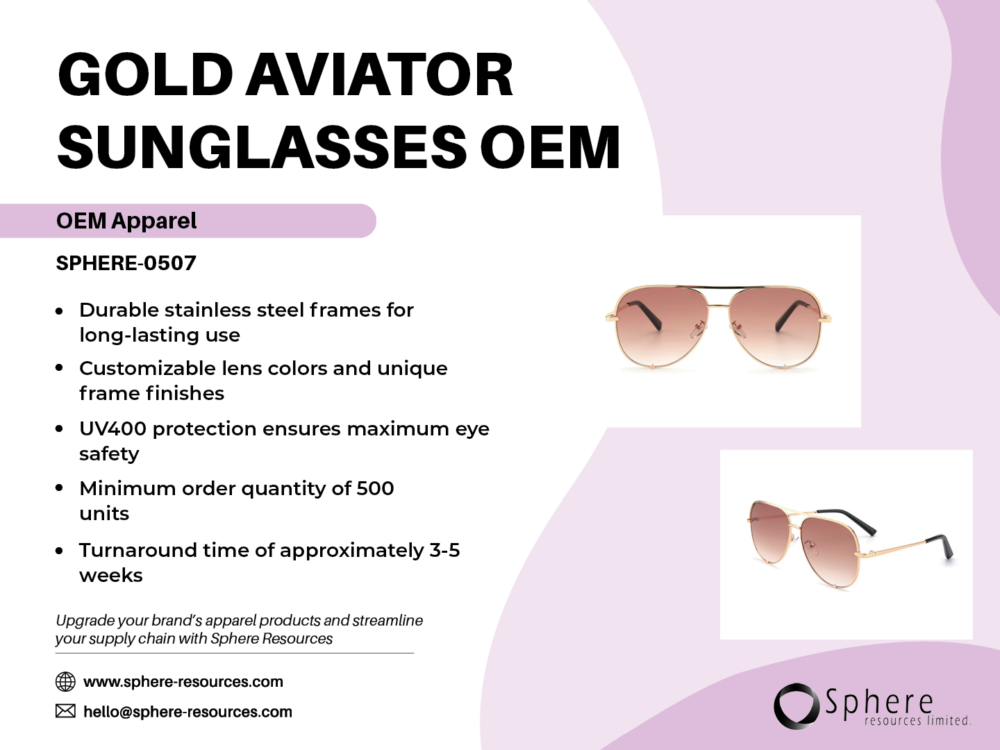 GOLD AVIATOR SUNGLASSES OEM SOCIAL GRAPHIC