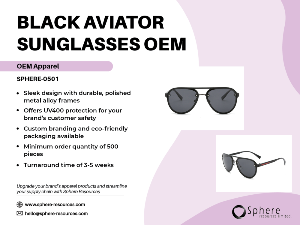 BLACK AVIATOR SUNGLASSES OEM SOCIAL GRAPHIC