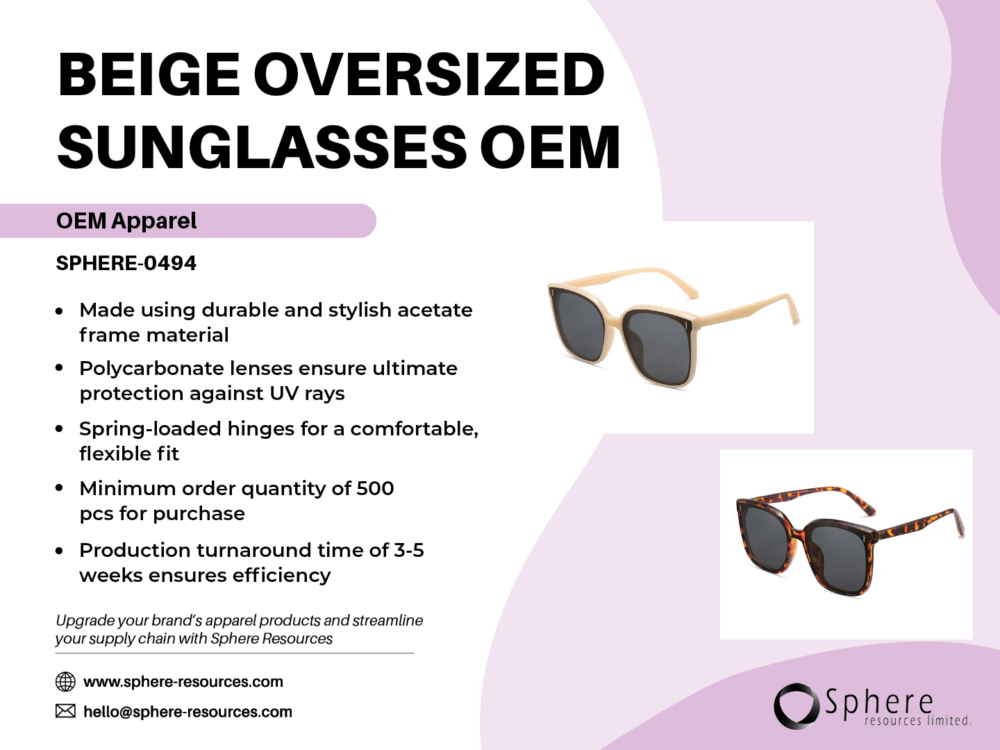 BEIGE OVERSIZED SUNGLASSES OEM SOCIAL GRAPHIC