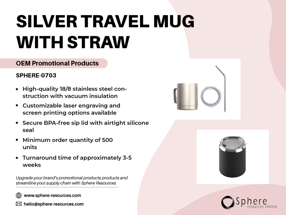 SILVER TRAVEL MUG WITH STRAW Social Graphic