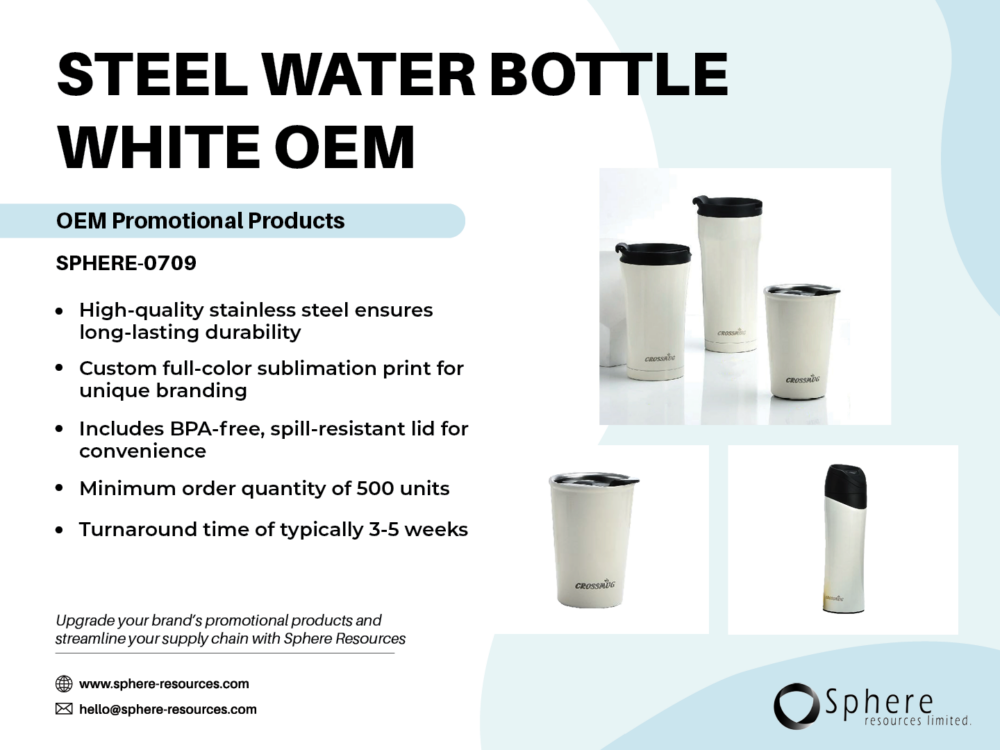 STEEL WATER BOTTLE WHITE OEM Social Graphic