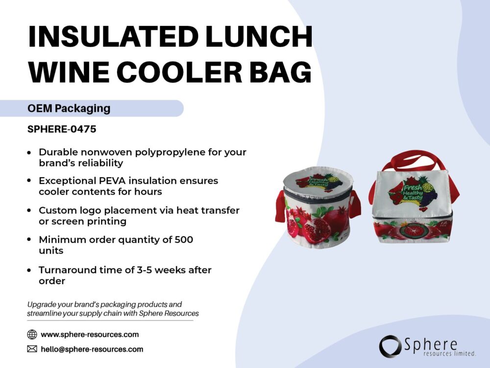 INSULATED LUNCH WINE COOLER BAG SOCIAL GRAPHIC