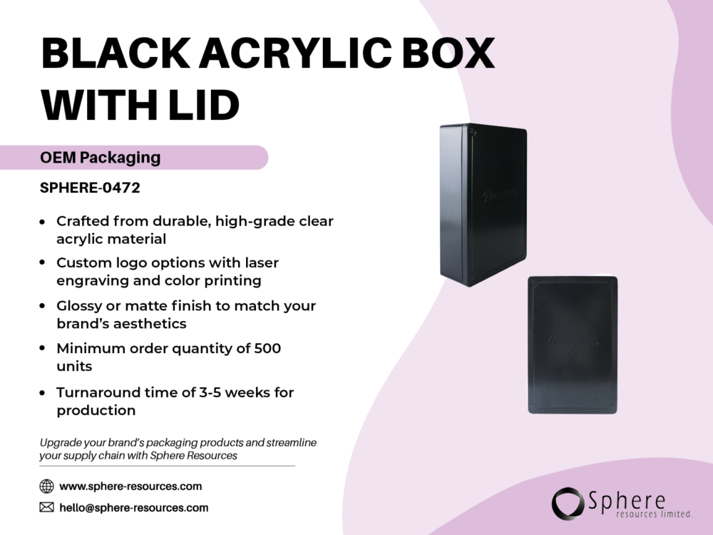 BLACK ACRYLIC BOX WITH LID SOCIAL GRAPHIC