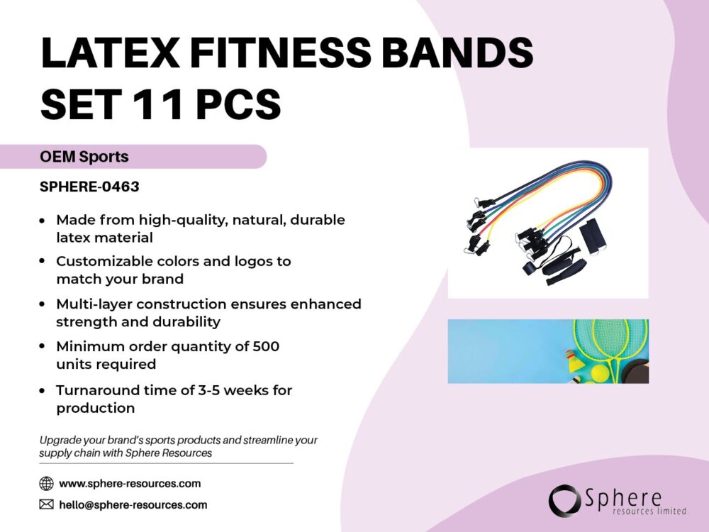 LATEX FITNESS BANDS SET 11 PCS SOCIAL GRAPHIC