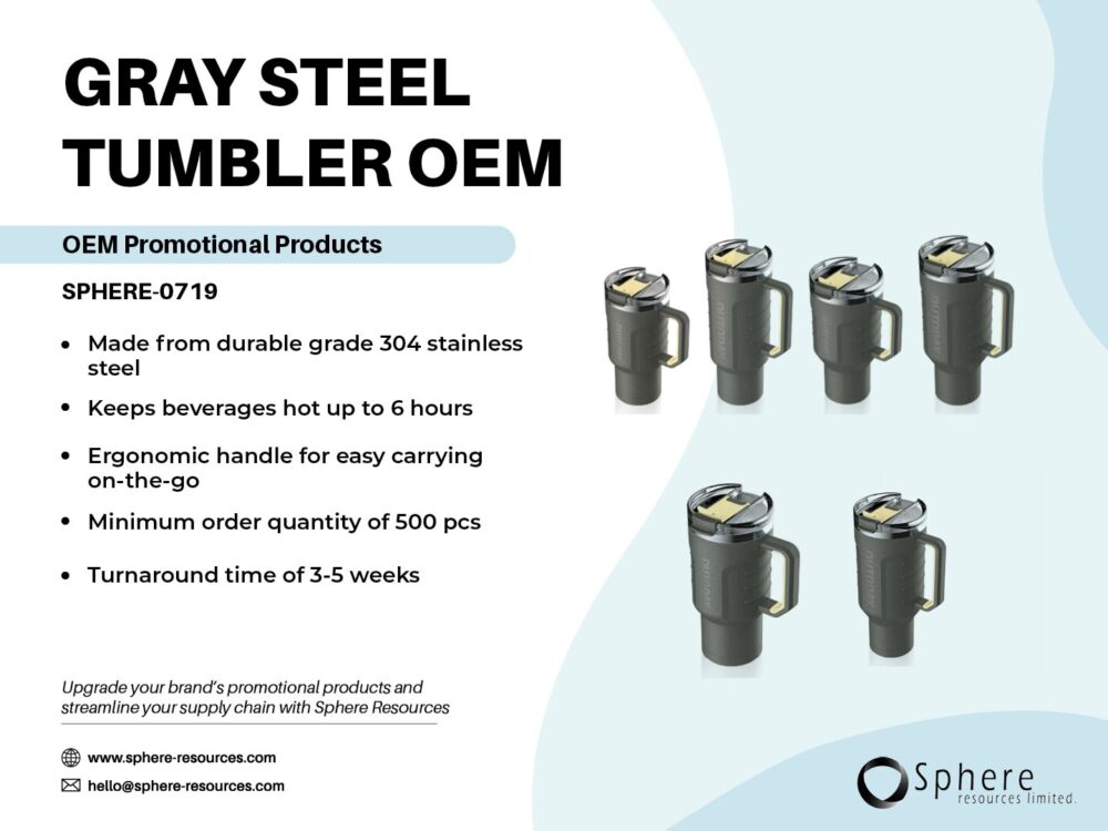 GRAY STEEL TUMBLER OEM Social Graphic