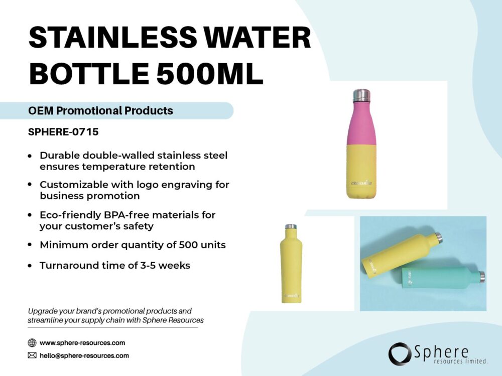 STAINLESS WATER BOTTLE 500ML Social Graphic