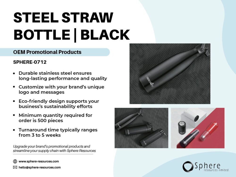 STEEL STRAW BOTTLE | BLACK Social Graphic