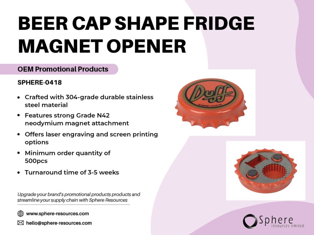 BEER CAP SHAPE FRIDGE MAGNET OPENER SOCIAL GRAPHIC