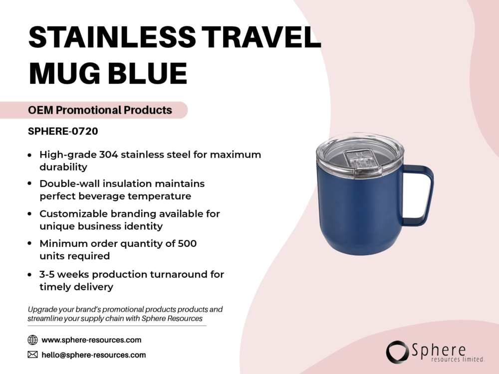 STAINLESS TRAVEL MUG BLUE Social Graphic