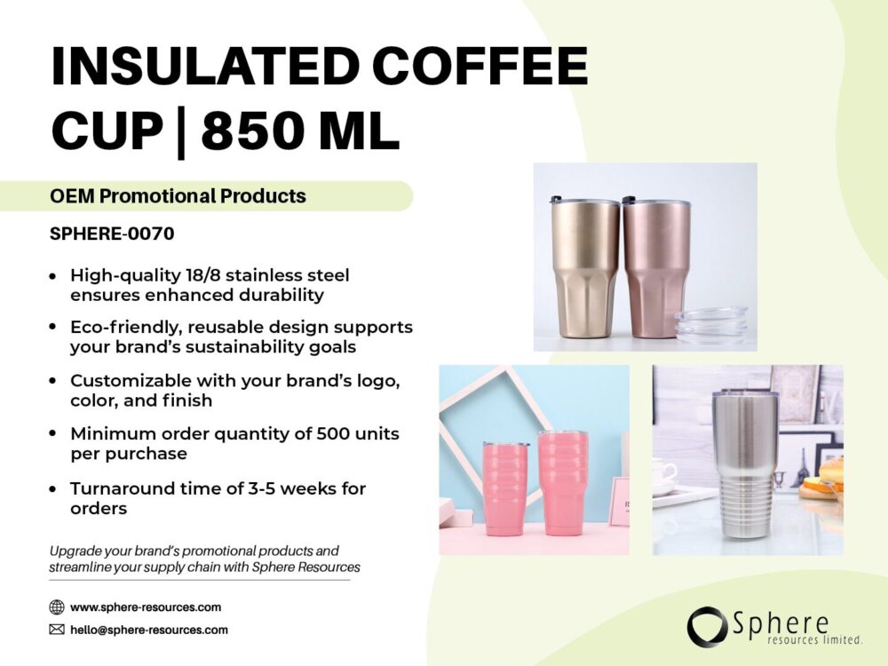 INSULATED COFFEE CUP 850 ML SOCIAL GRAPHIC