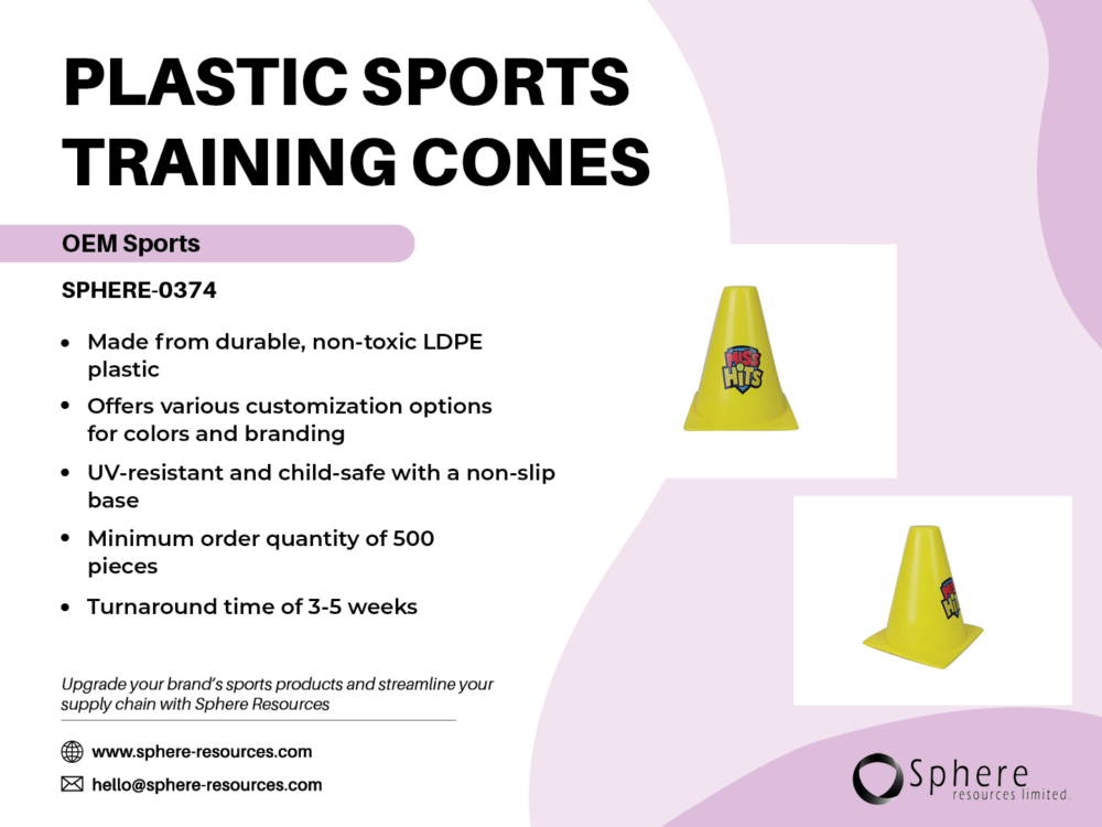 PLASTIC SPORTS TRAINING CONES SOCIAL GRAPHIC