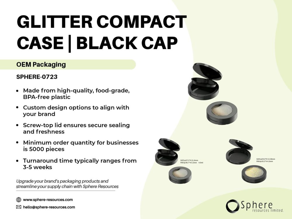 GLITTER COMPACT CASE | BLACK CAP Social Graphic