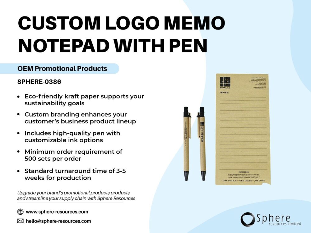 CUSTOM LOGO MEMO NOTEPAD WITH PEN SOCIAL GRAPHIC