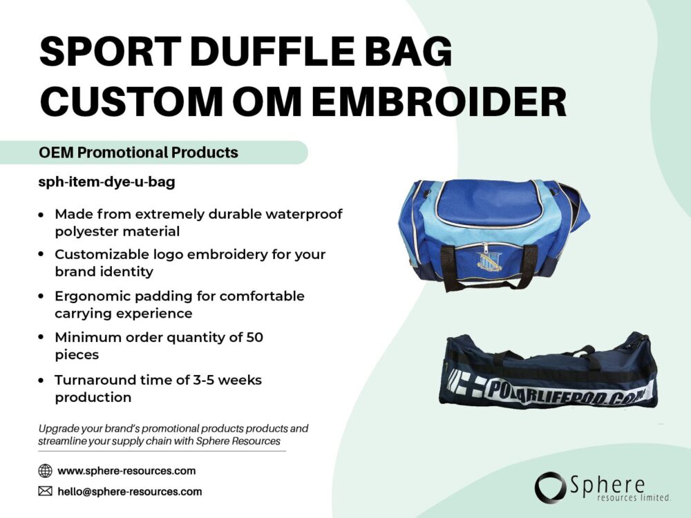 SPORT DUFFLE BAG CUSTOM 0M EMBROIDER social graphic