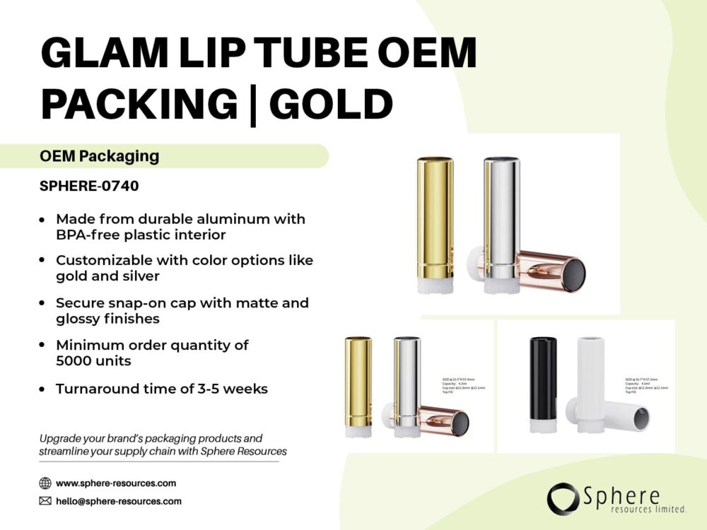 GLAM LIP TUBE OEM PACKING | GOLD