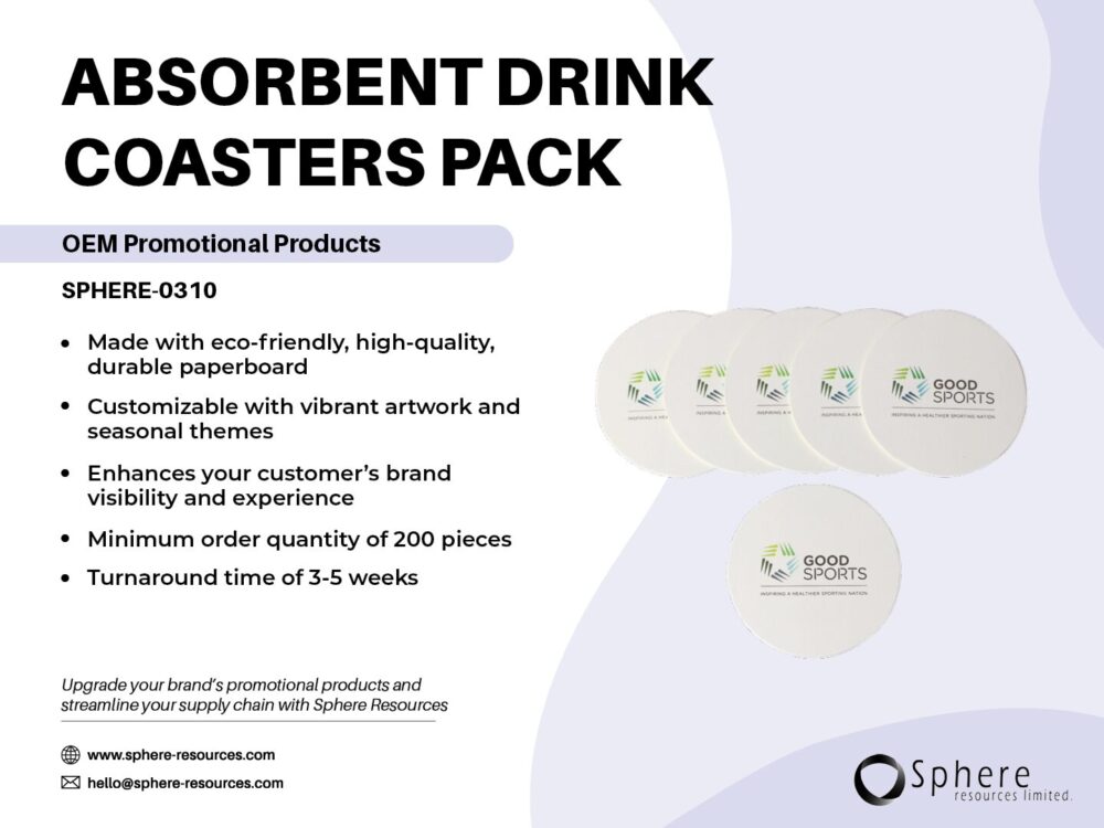 ABSORBENT DRINK COASTERS PACK SOCIAL GRAPHIC