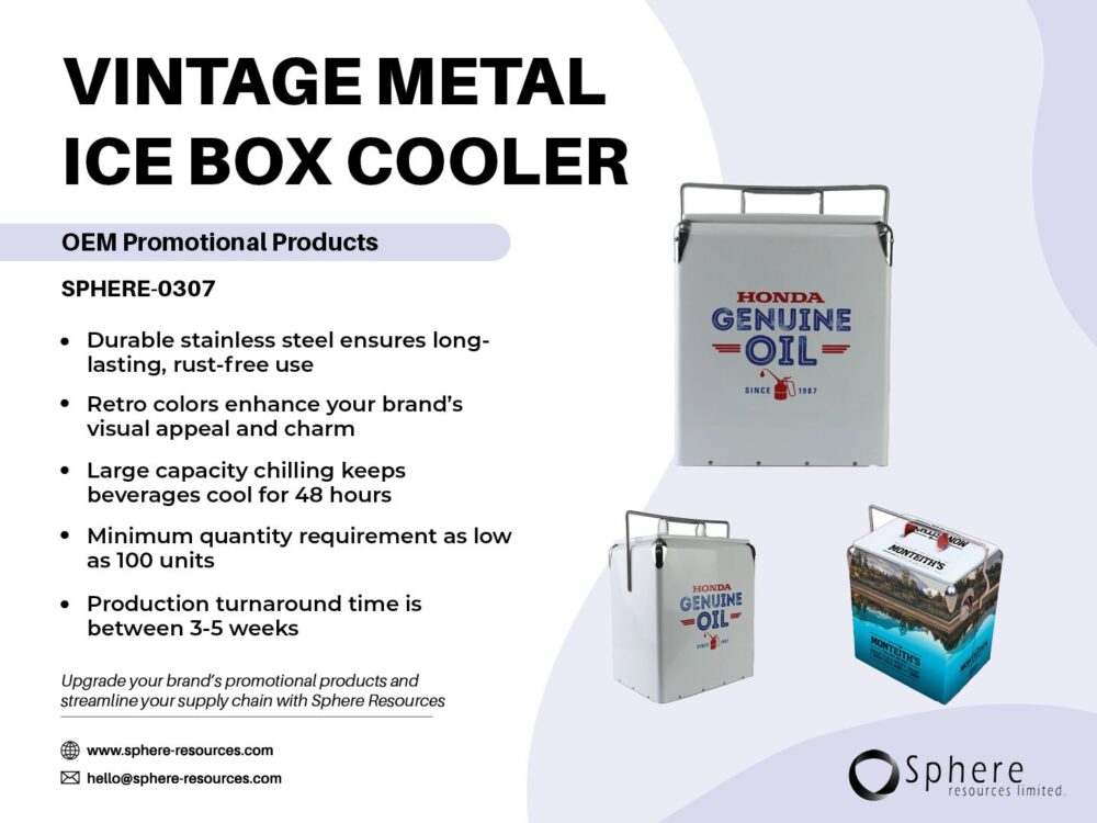 VINTAGE METAL ICE BOX COOLER SOCIAL GRAPHIC