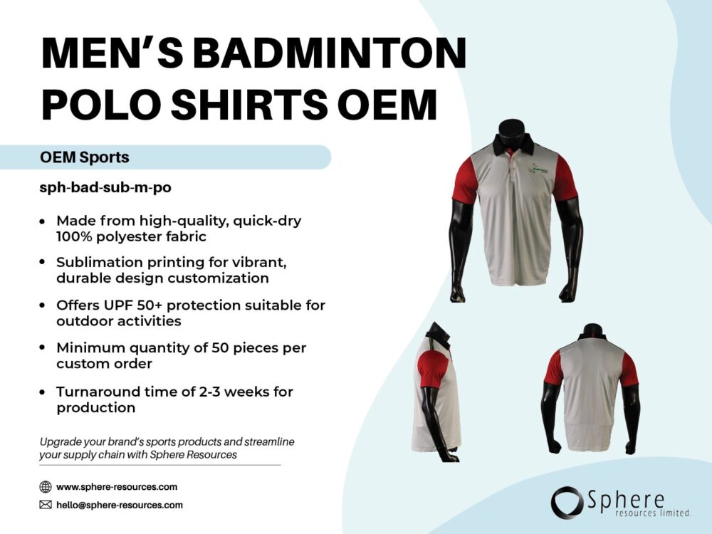 MEN'S BADMINTON POLO SHIRTS OEM social graphic