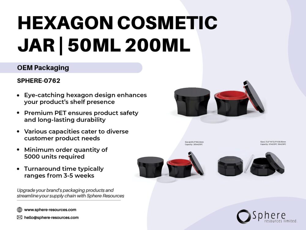 HEXAGON COSMETIC JAR | 50ML 200ML Social Graphic