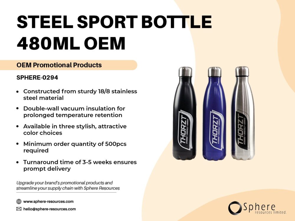 STEEL SPORT BOTTLE 480ML OEM SOCIAL GRAPHIC