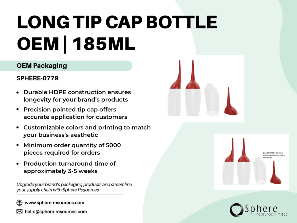 LONG TIP CAP BOTTLE OEM 185ML Social Graphic